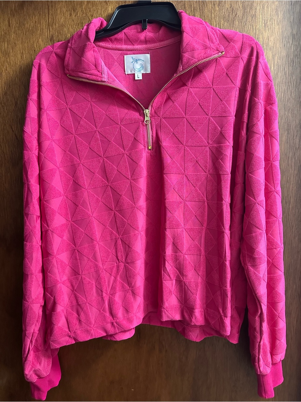 Fuchsia Quilted Half-Zip Pullover - Women's L